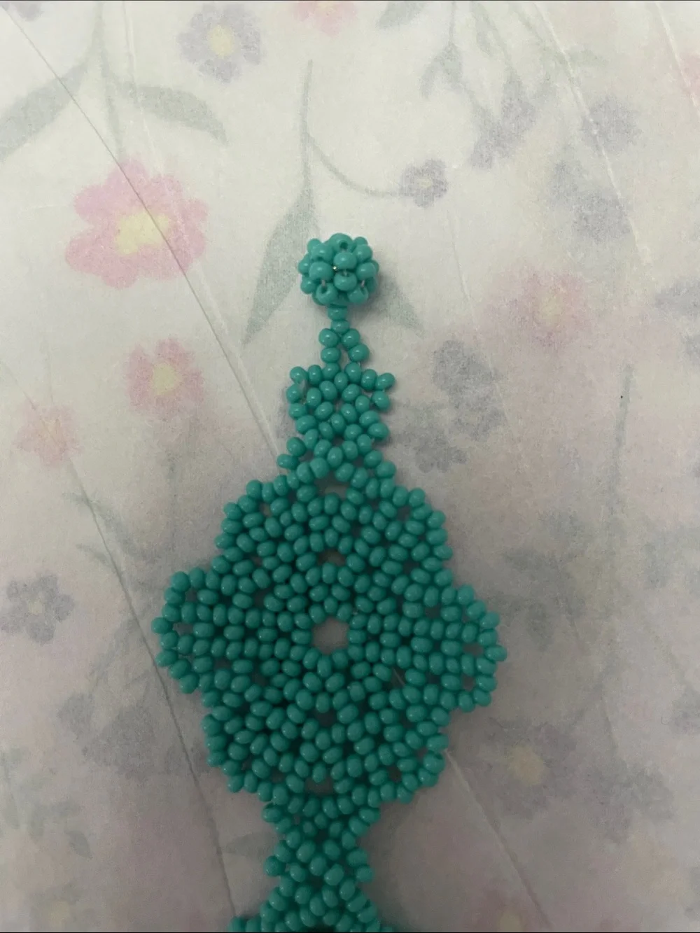 Handmade Turquoise Beaded Floral Bracelet